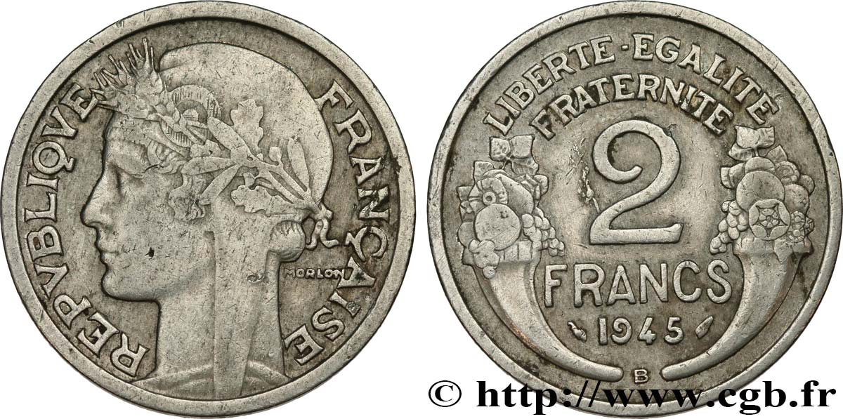 2 francs Morlon, aluminium 1945 Beaumont-Le-Roger F.269/6 BC25 