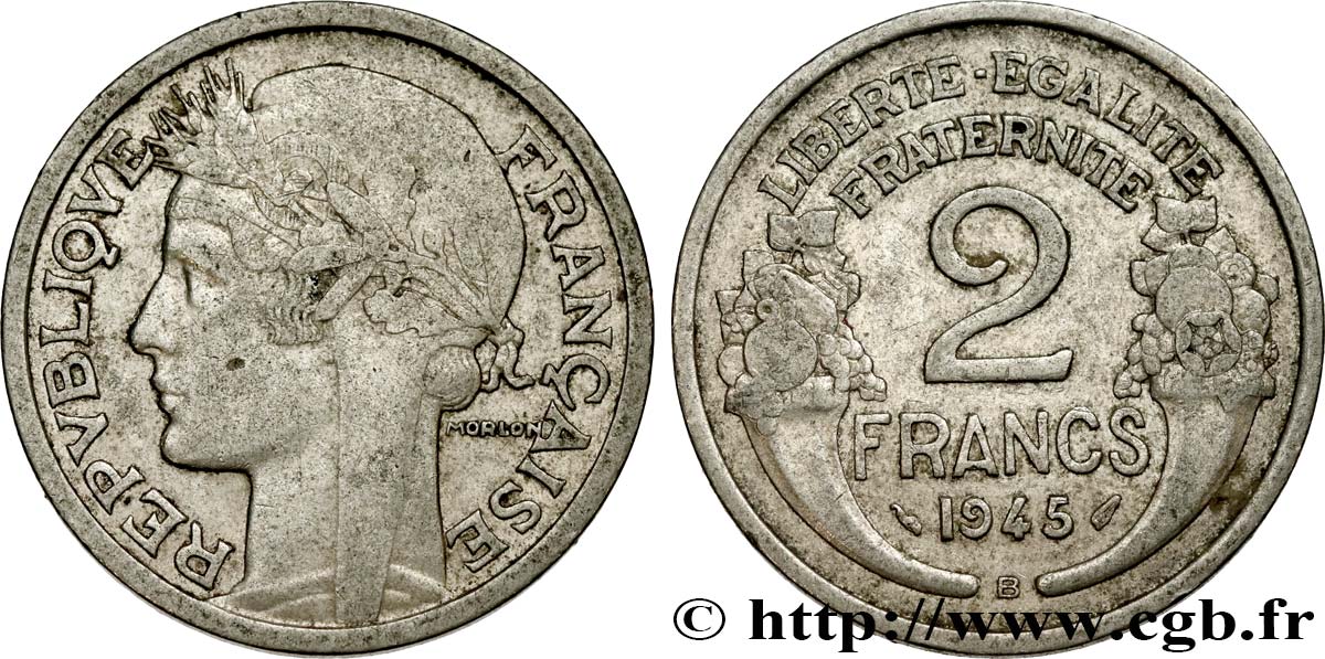 2 francs Morlon, aluminium 1945 Beaumont-Le-Roger F.269/6 TB35 