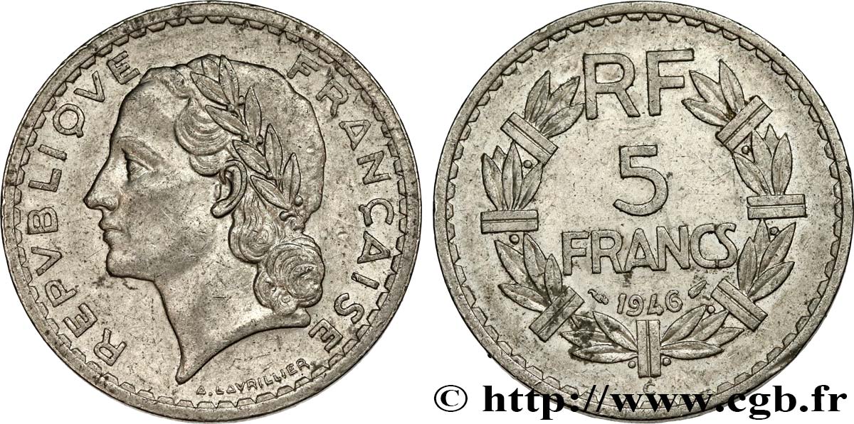 5 francs Lavrillier en aluminium 1946 Castelsarrasin F.339/8 TTB45 