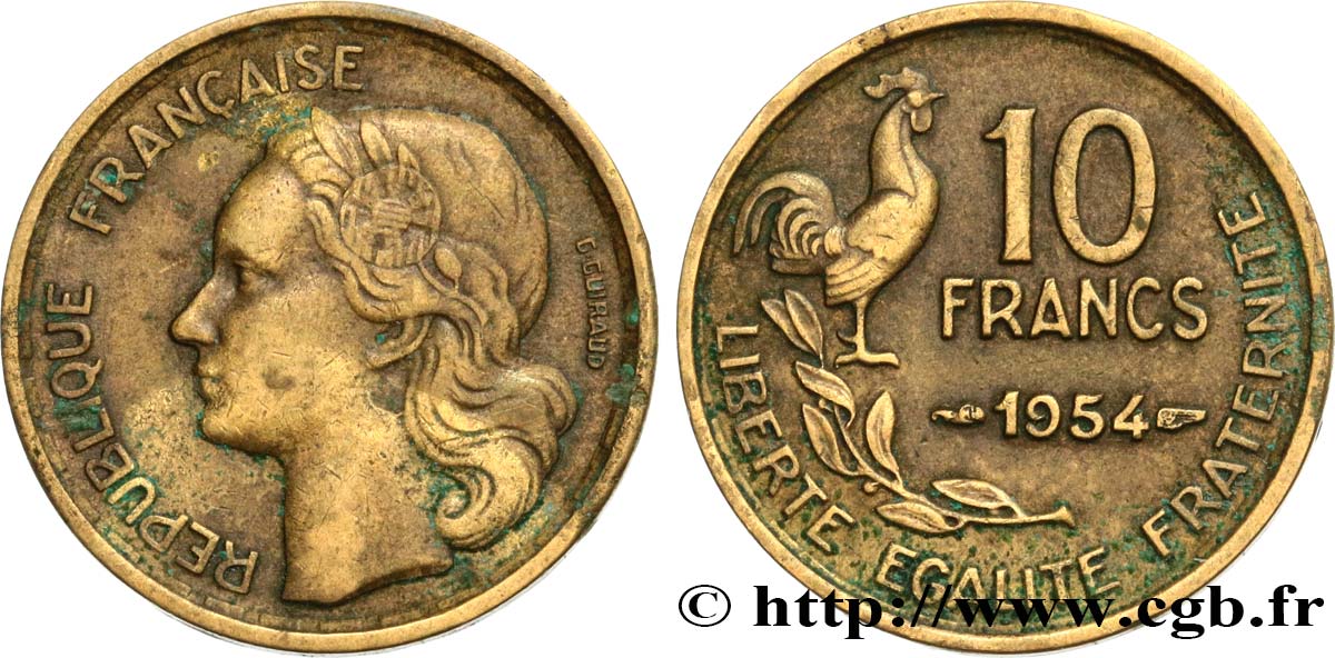 10 francs Guiraud 1954  F.363/10 TB 