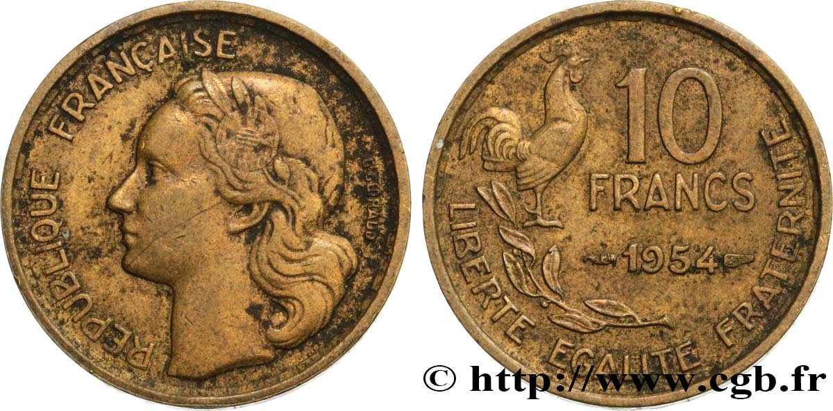 10 francs Guiraud 1954  F.363/10 VF 