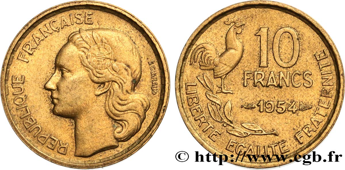 10 francs Guiraud 1954  F.363/10 AU52 