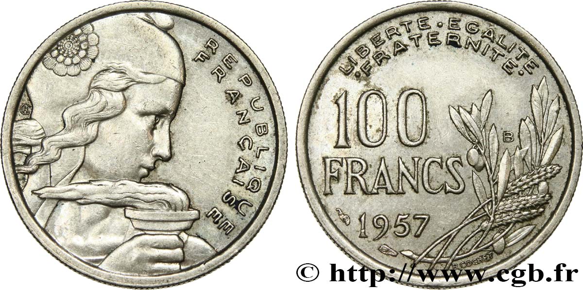 100 francs Cochet 1957 Beaumont-le-Roger F.450/11 TTB45 