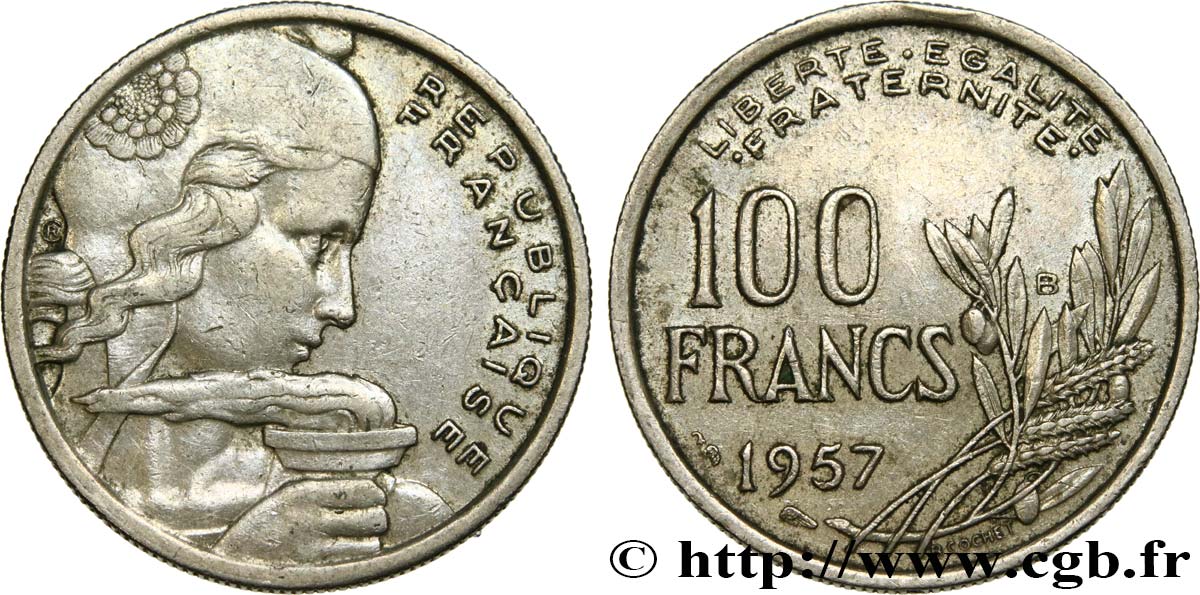 100 francs Cochet 1957 Beaumont-le-Roger F.450/11 XF40 