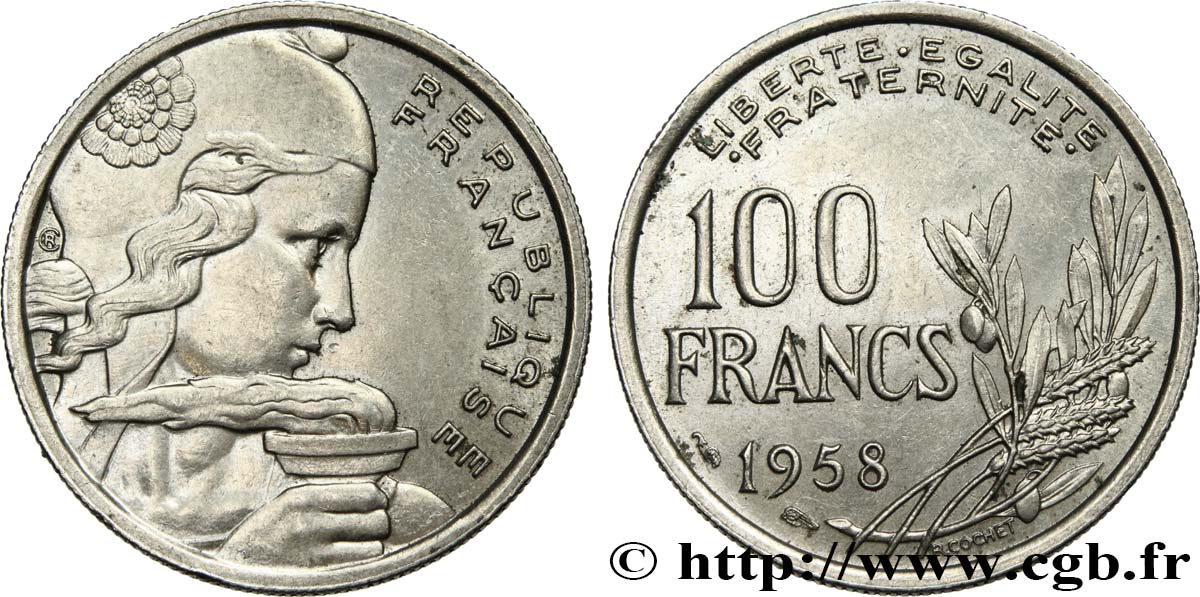 100 francs Cochet 1958  F.450/12 AU52 