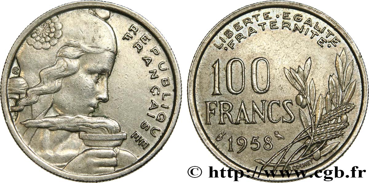 100 francs Cochet, chouette 1958  F.450/13 TTB45 