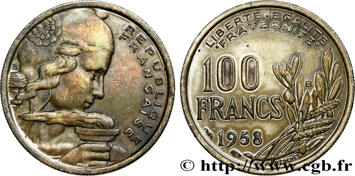 100 francs Cochet 1958 Beaumont-le-Roger F.450/14 TTB 