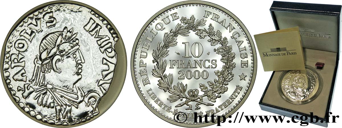 Belle Epreuve 10 Francs - Denier de Charlemagne 800 Ap J-C 2000  F.1328 1 FDC 