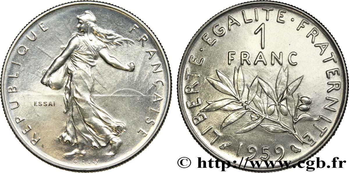 Essai de 1 franc Semeuse, nickel 1959 Paris F.226/3 SC64 