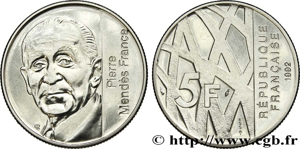 Essai de 5 francs Mendès-France 1992 Pessac F.343/1 MS 