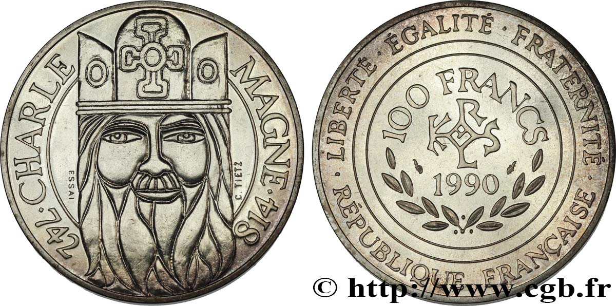 Essai de 100 francs Charlemagne 1990 Paris F.458/1 SPL 