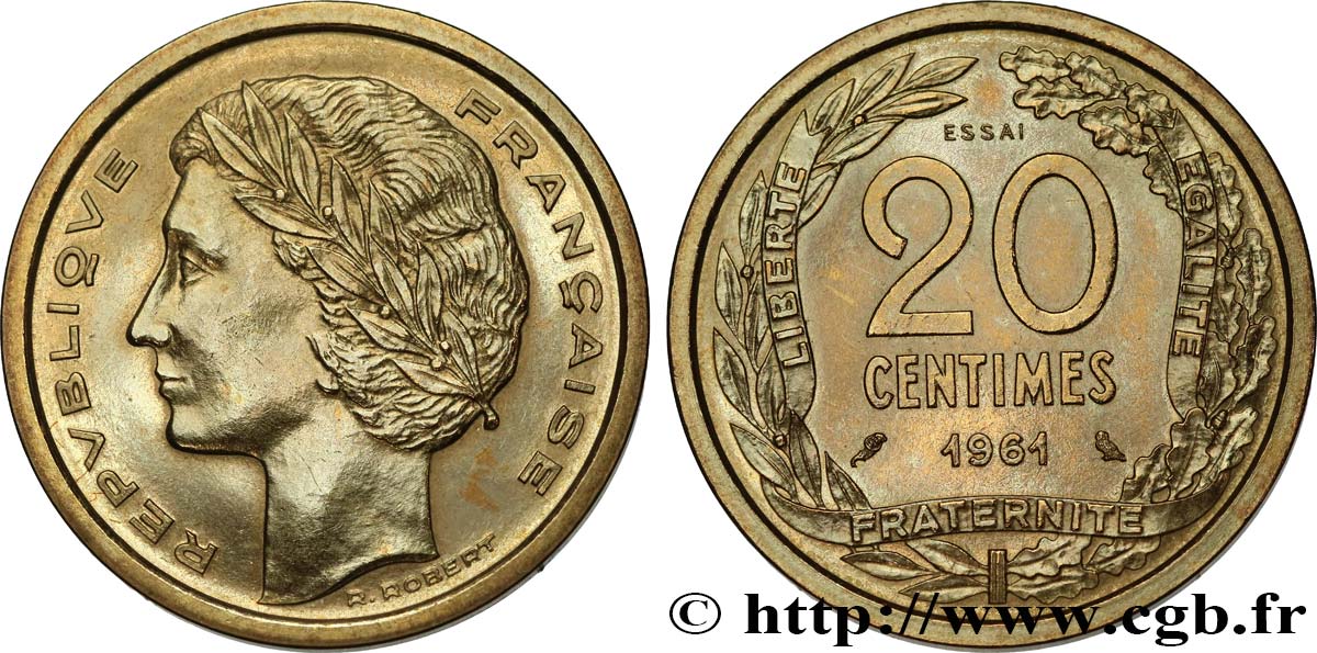 Essai du concours de 20 centimes par Robert 1961 Paris GEM.55 12 SC63 