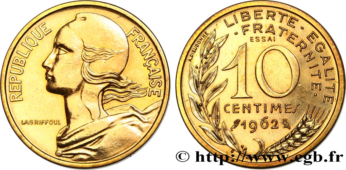 Essai de 10 centimes Marianne 1962 Paris F.144/1 EBC+ 