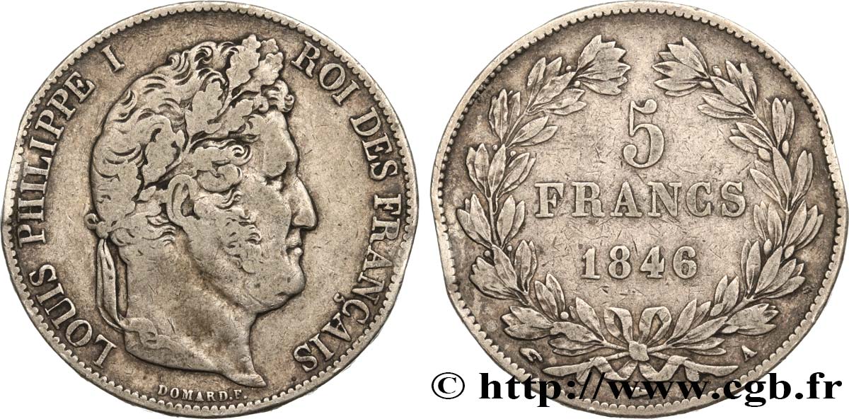 5 francs IIIe type Domard 1846 Paris F.325/10 VF 