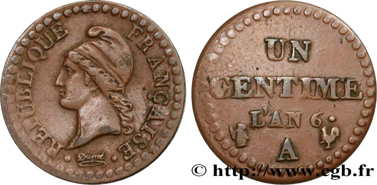 Un centime Dupré, 6 normal 1798 Paris F.100/3 BC35 