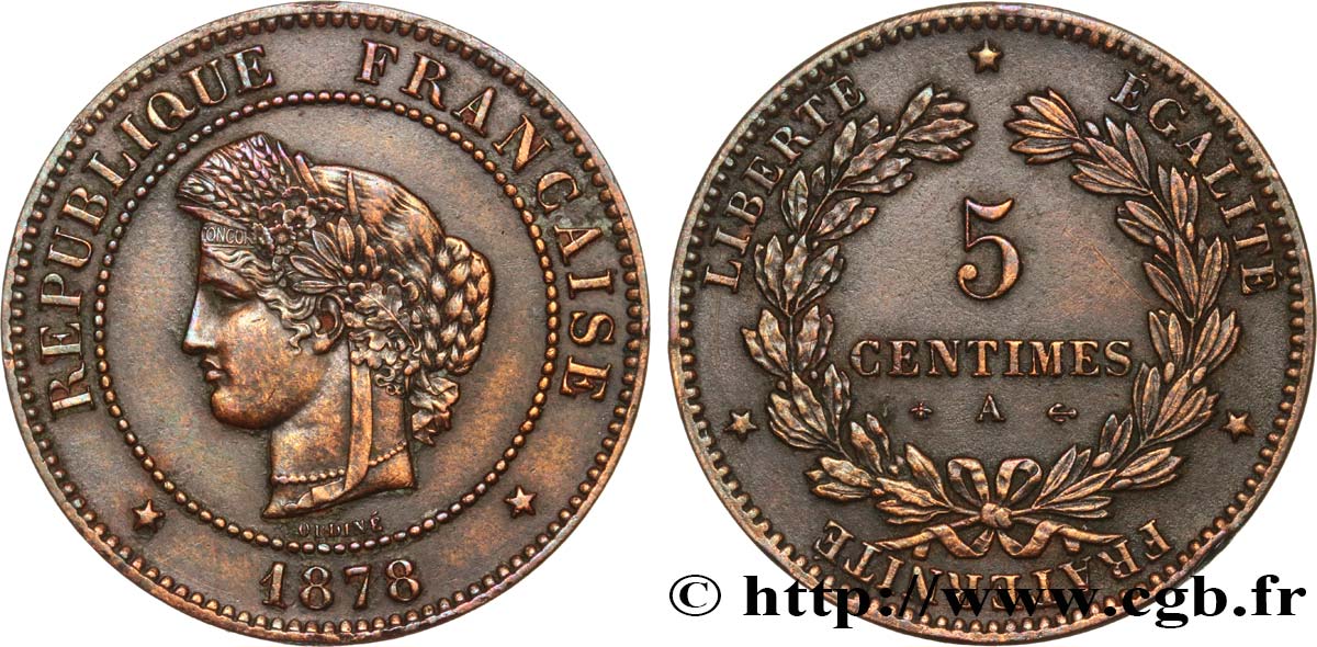 5 centimes Cérès 1878 Paris F.118/17 BB 