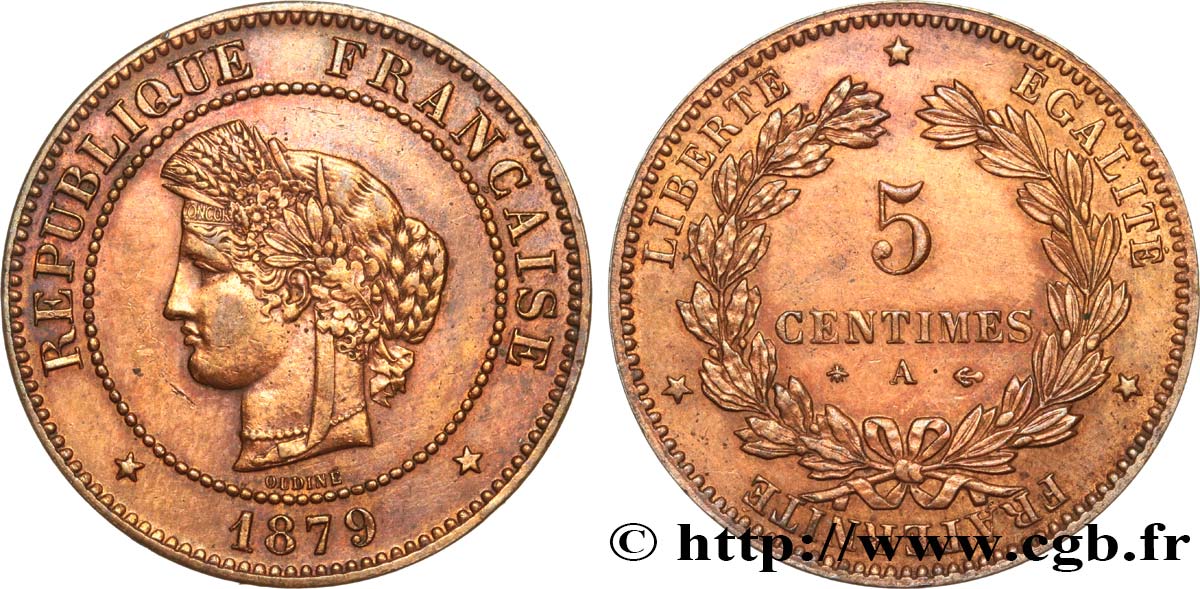 5 centimes Cérès 1879 Paris F.118/19 SS 