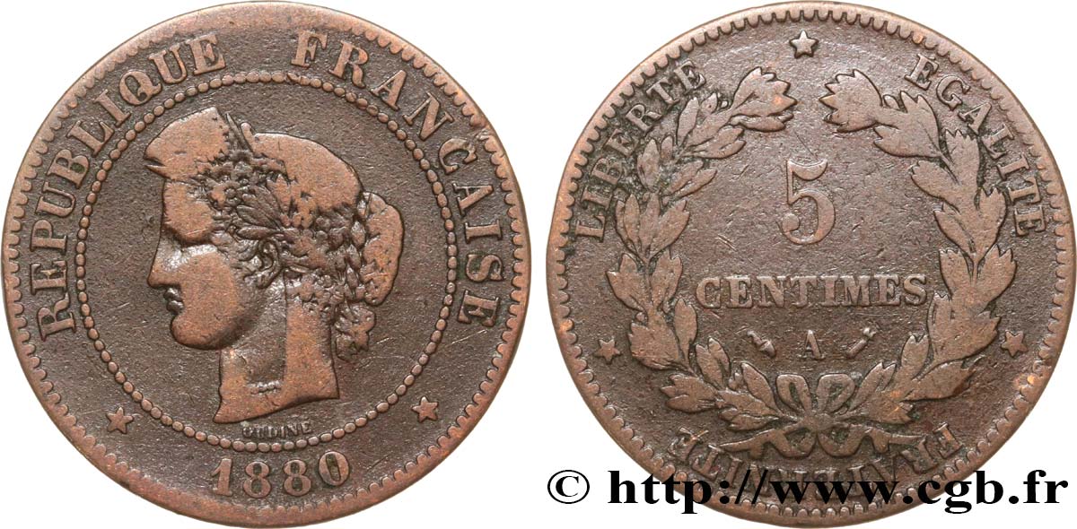 5 centimes Cérès 1880 Paris F.118/21 F15 