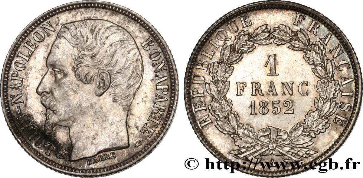 1 franc Louis-Napoléon 1852 Paris F.212/1 EBC62 