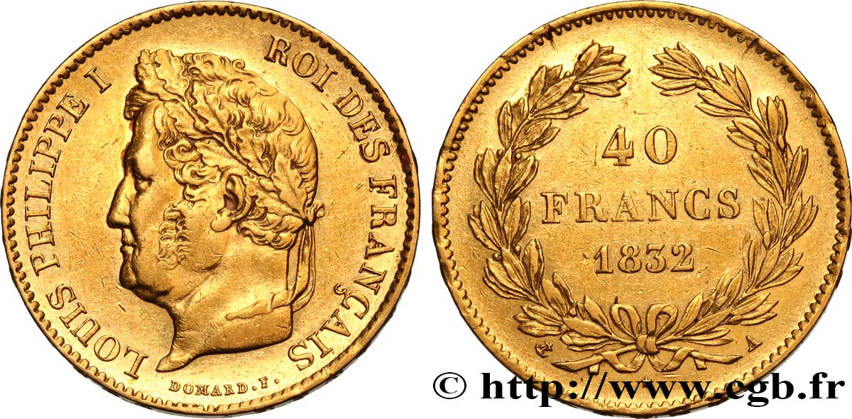 40 francs or Louis-Philippe 1832 Paris F.546/3 XF48 