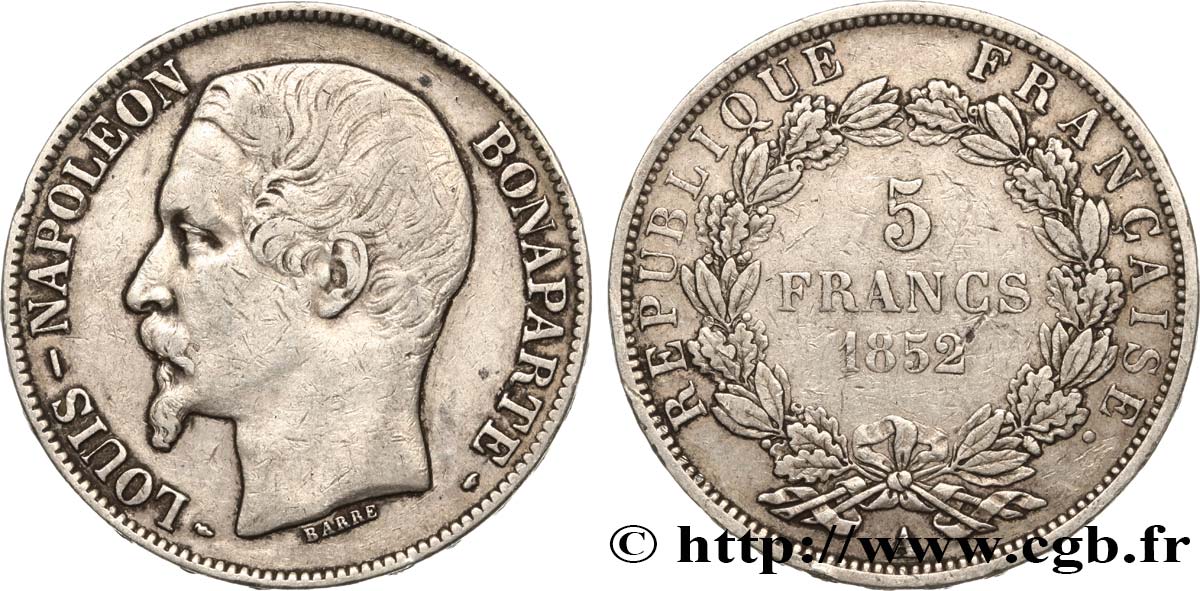 5 francs Louis-Napoléon, 1er type 1852 Paris F.329/1 S 