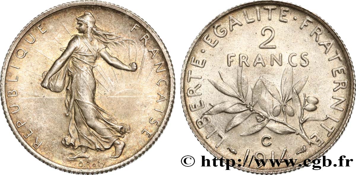 2 francs Semeuse 1914 Castelsarrasin F.266/16 VZ55 