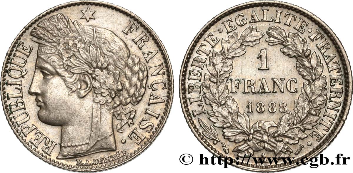 1 franc Cérès, IIIe République 1888 Paris F.216/10 TTB52 