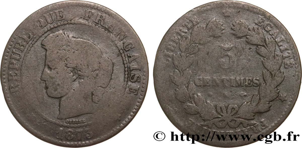 5 centimes Cérès 1873 Bordeaux F.118/8 RC6 