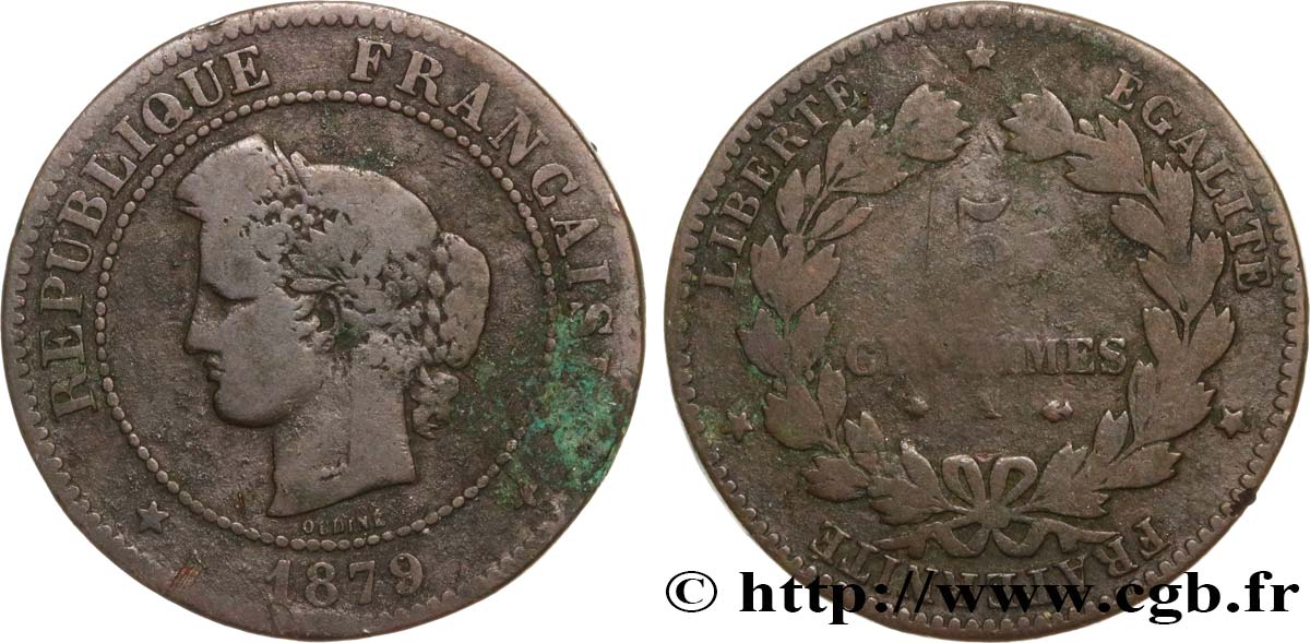 5 centimes Cérès 1879 Paris F.118/20 VG10 