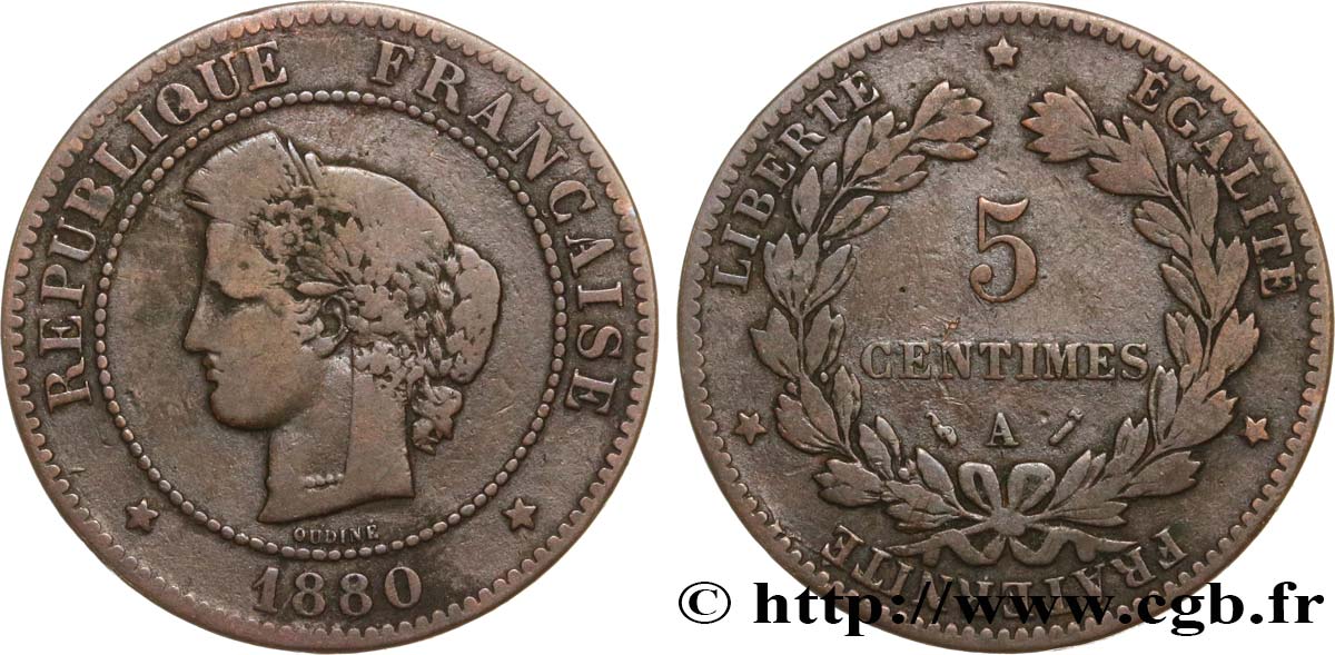 5 centimes Cérès 1880 Paris F.118/21 S15 