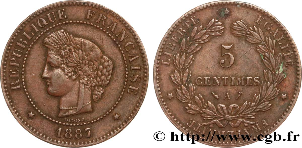 5 centimes Cérès 1887 Paris F.118/29 MBC40 