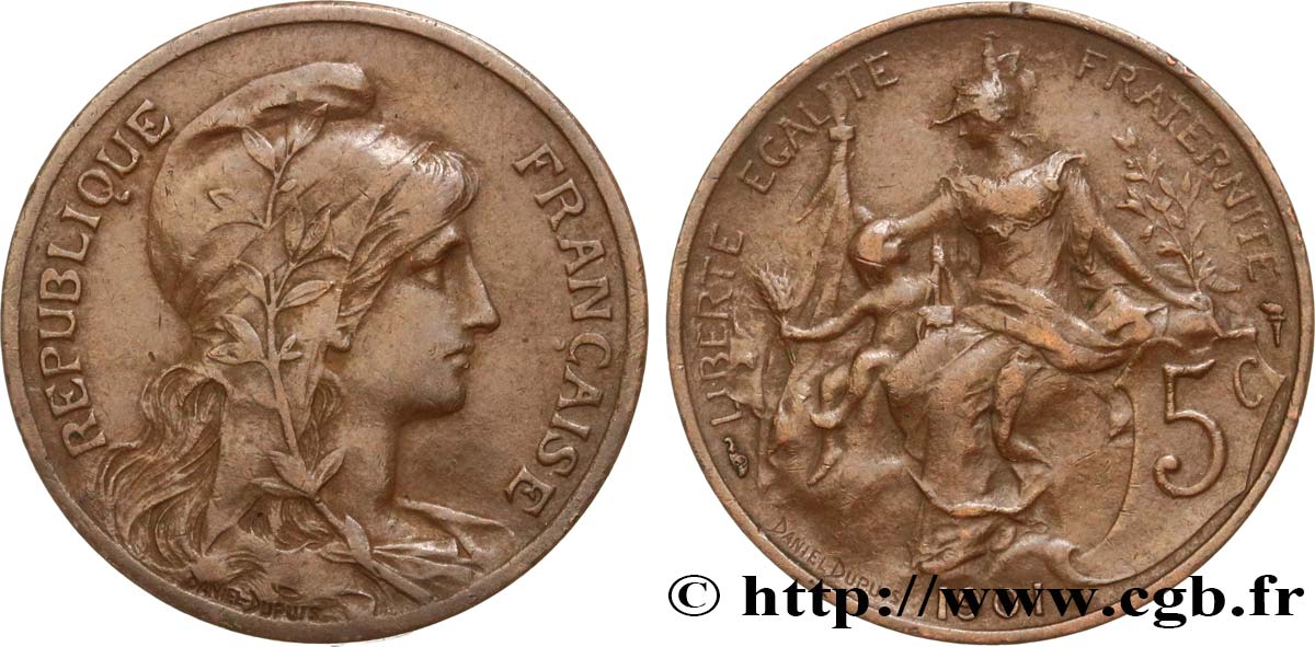 5 centimes Daniel-Dupuis 1901  F.119/11 VF35 