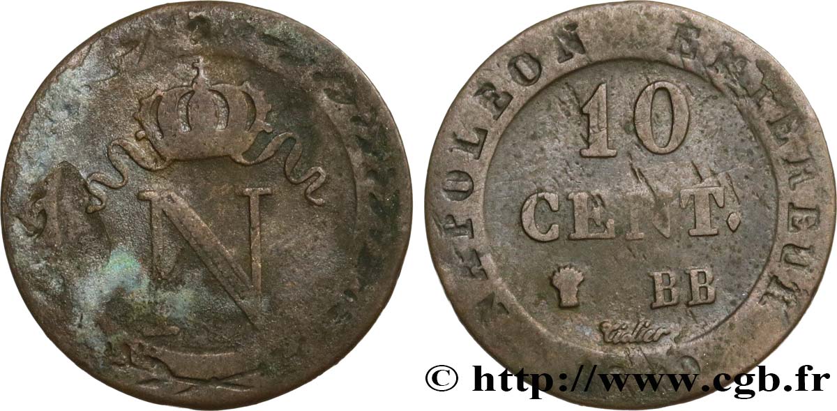 10 cent. à l N couronnée 1809 Strasbourg F.130/12 BC15 