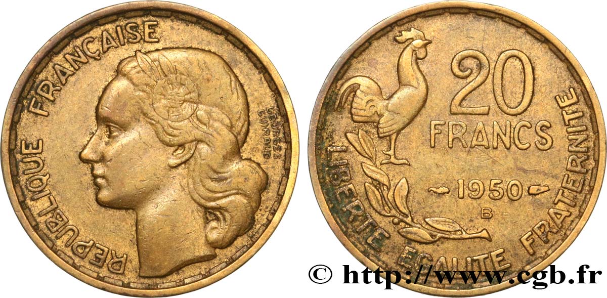 20 francs Georges Guiraud 1950 Beaumont-Le-Roger F.401/2 TB35 