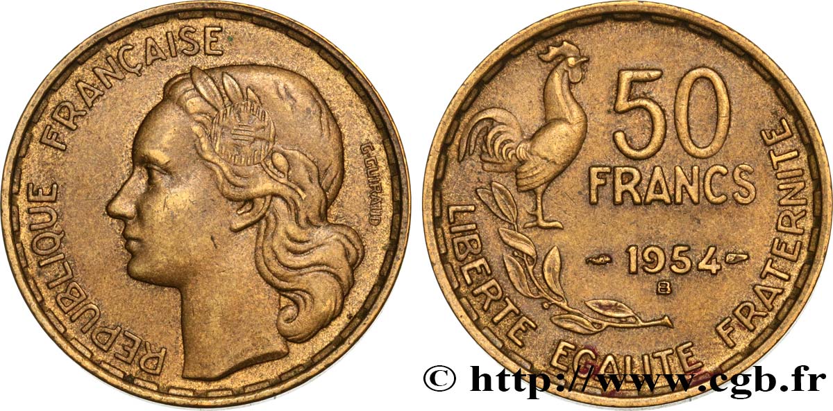 50 francs Guiraud 1954 Beaumont-le-Roger F.425/13 TTB40 
