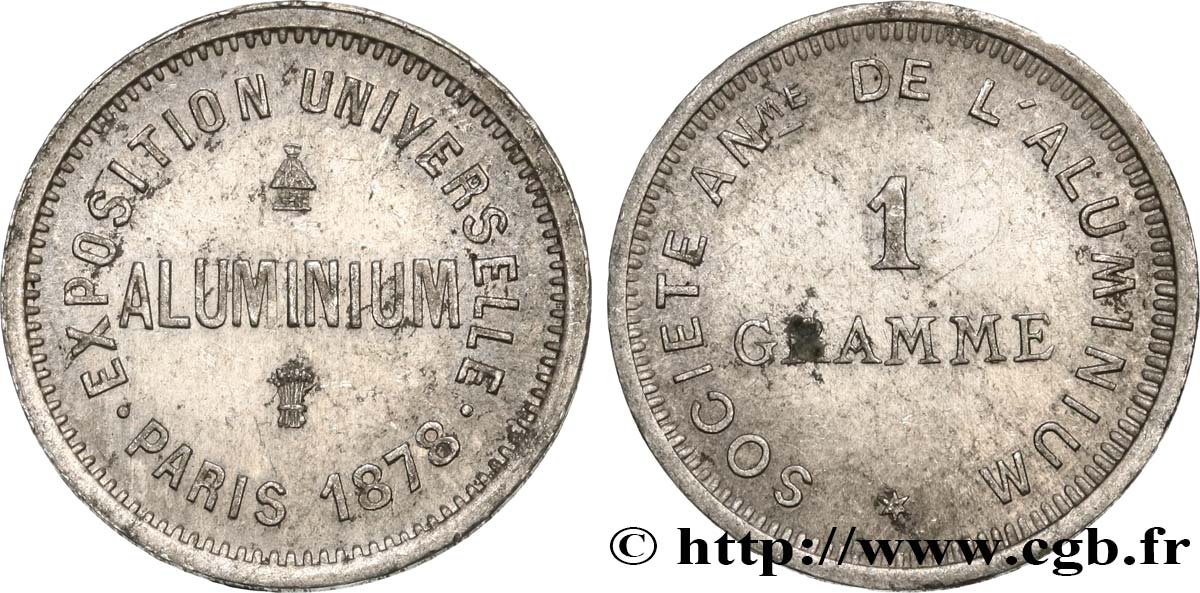 Essai 1 gramme Aluminium 1878  GEM.252 1 XF 
