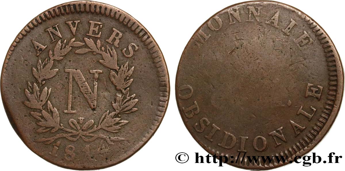 5 cent. Anvers à l’N, frappe de l’atelier de Wolschot 1814 Anvers F.115B/2 B8 