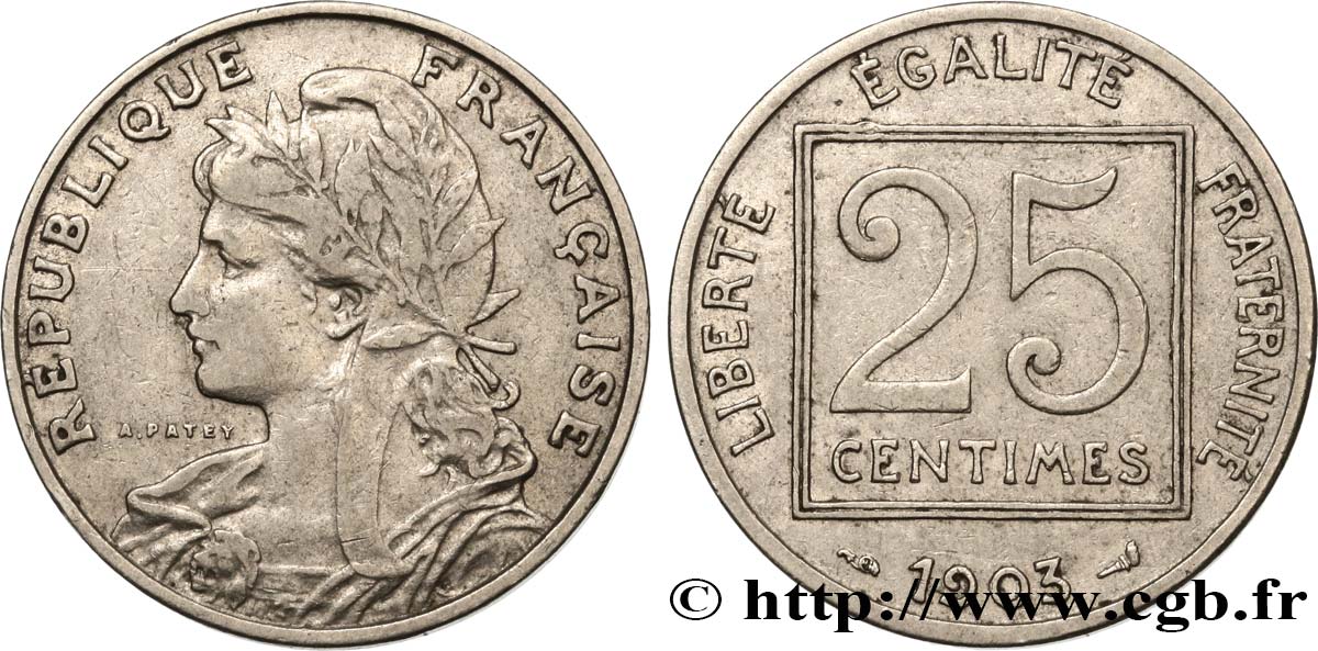 25 centimes Patey, 1er type 1903  F.168/3 BC+ 