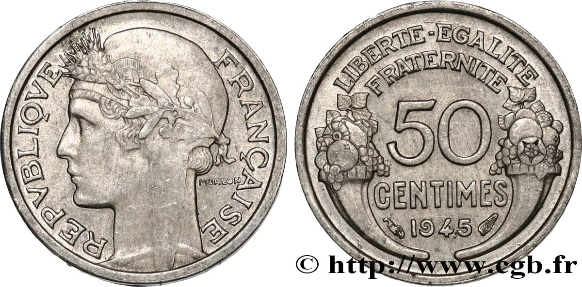50 centimes Morlon, légère 1945  F.194/5 SS52 
