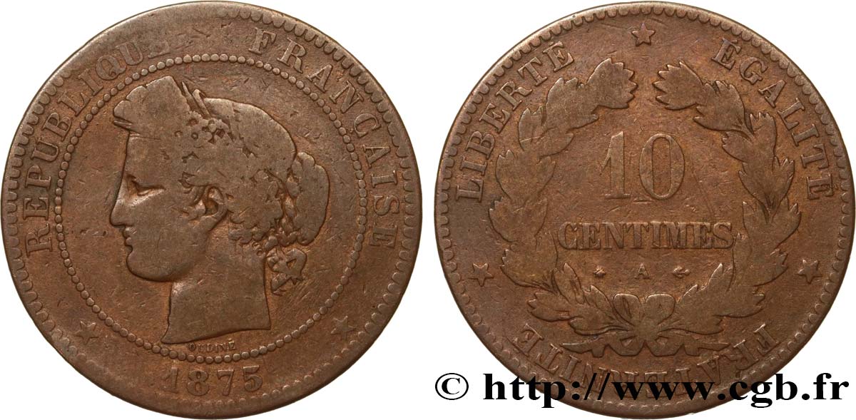 10 centimes Cérès 1875 Paris F.135/14 RC6 