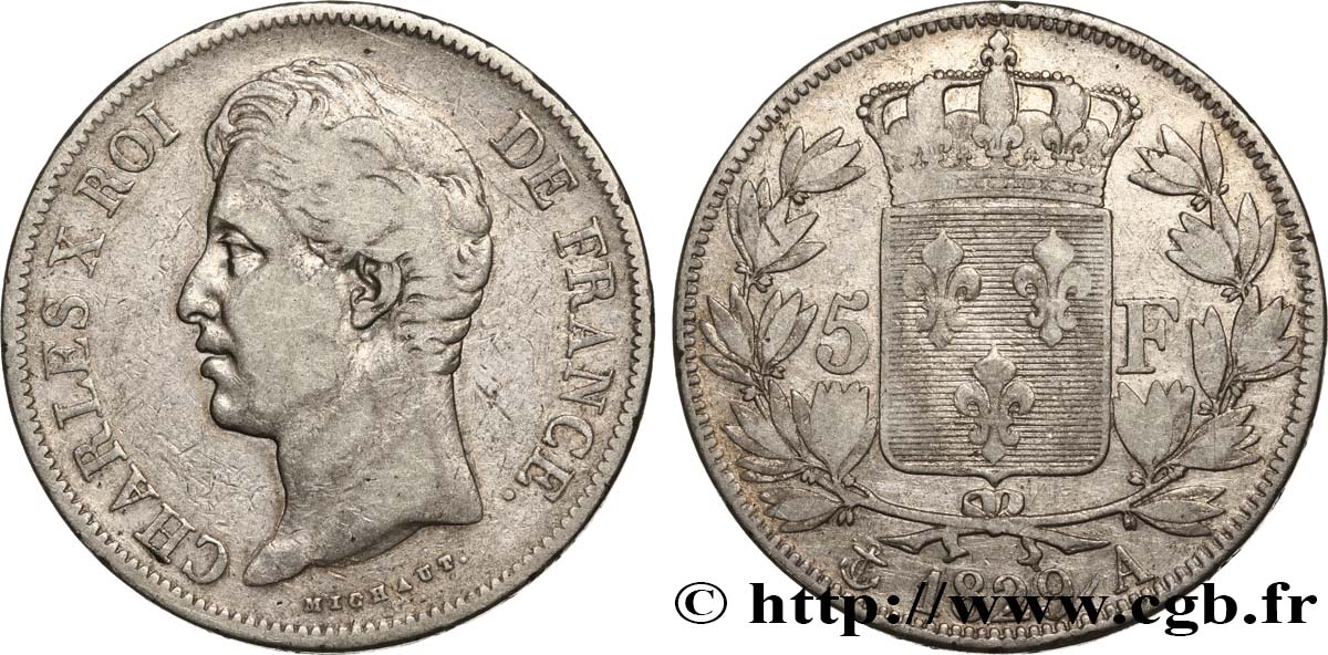 5 francs Charles X, 2e type 1829 Paris F.311/27 TB 