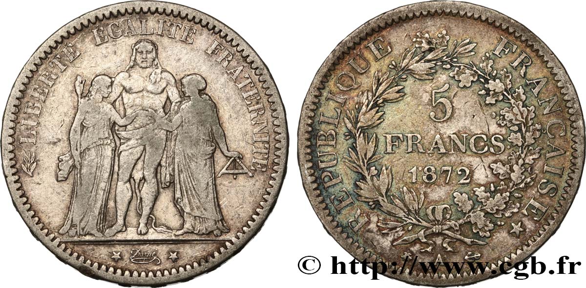 5 francs Hercule 1872 Paris F.334/6 S20 