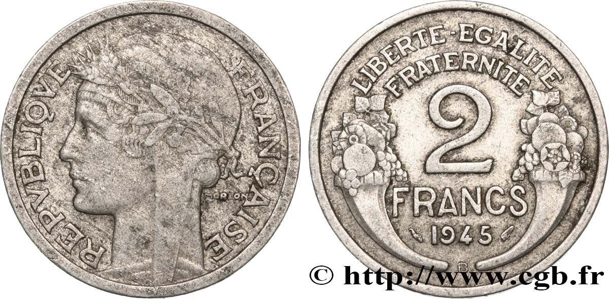 2 francs Morlon, aluminium 1945 Beaumont-Le-Roger F.269/6 MB20 