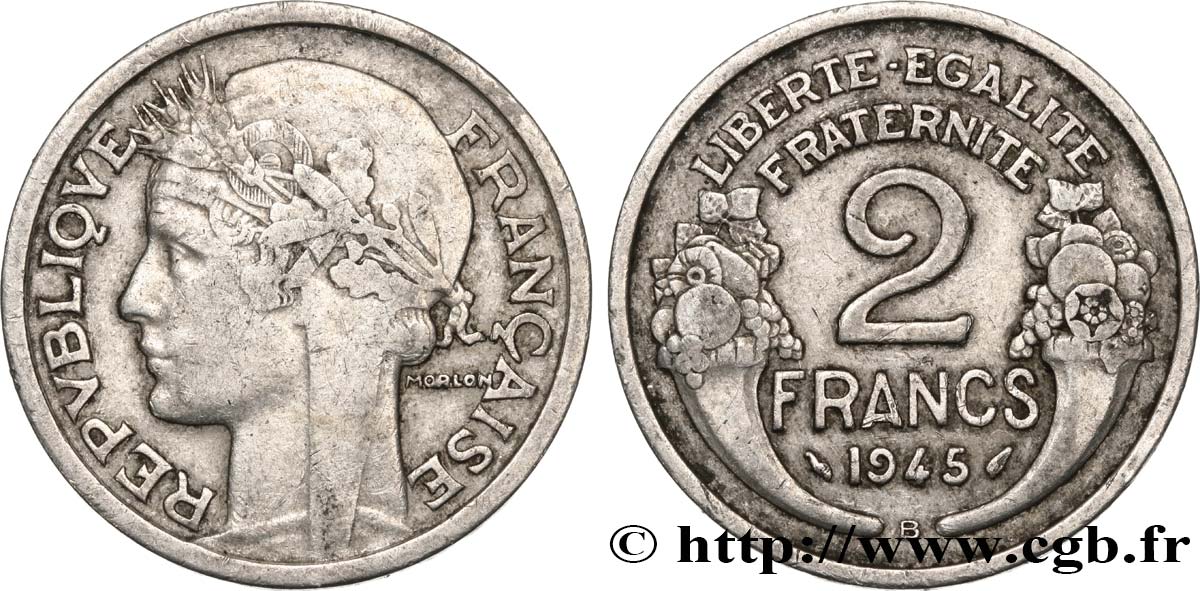 2 francs Morlon, aluminium 1945 Beaumont-Le-Roger F.269/6 MB25 