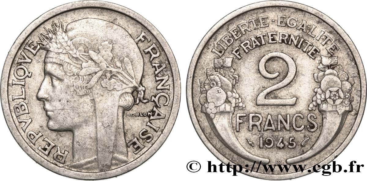 2 francs Morlon, aluminium 1945 Beaumont-Le-Roger F.269/6 TB30 