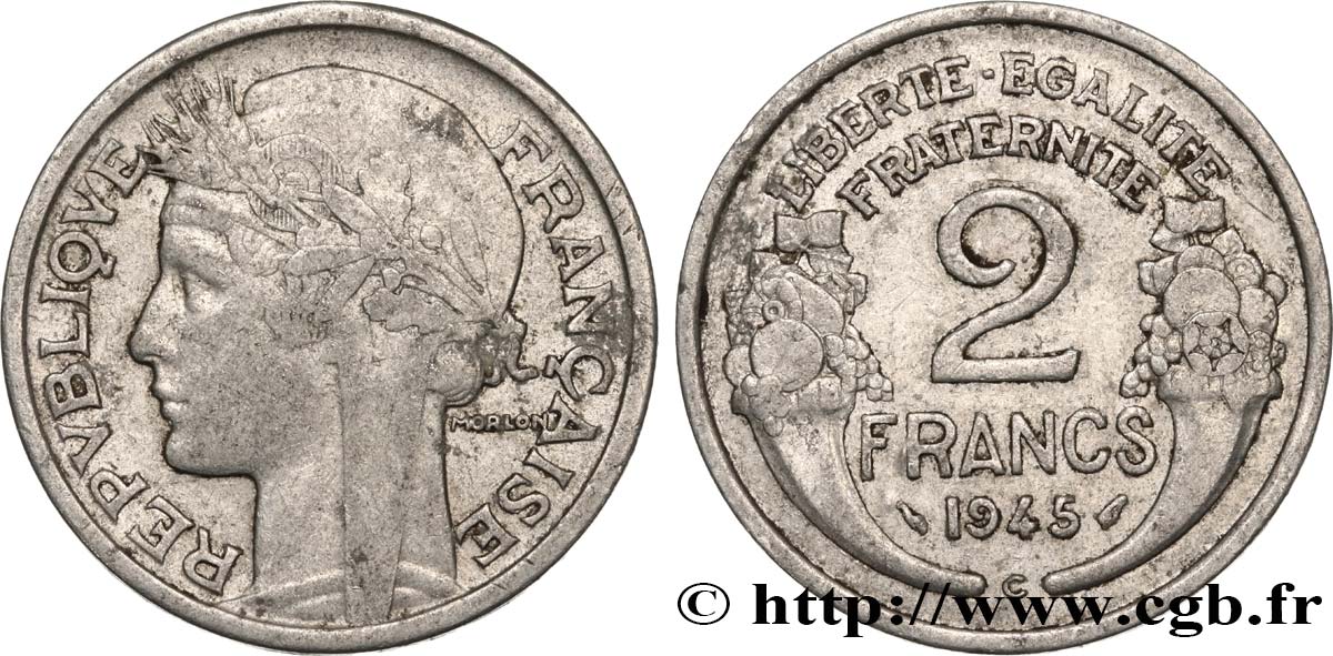 2 francs Morlon, aluminium 1945 Castelsarrasin F.269/7 BC20 