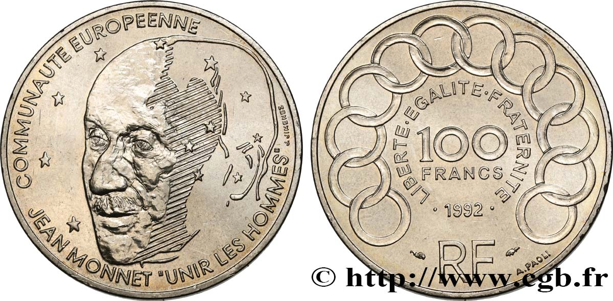 100 francs Jean Monnet 1992  F.460/2 SUP 