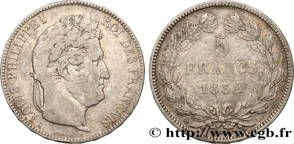 5 francs IIe type Domard 1832 Rouen F.324/2 TB 