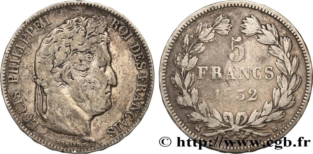 5 francs IIe type Domard 1832 Rouen F.324/2 TB 