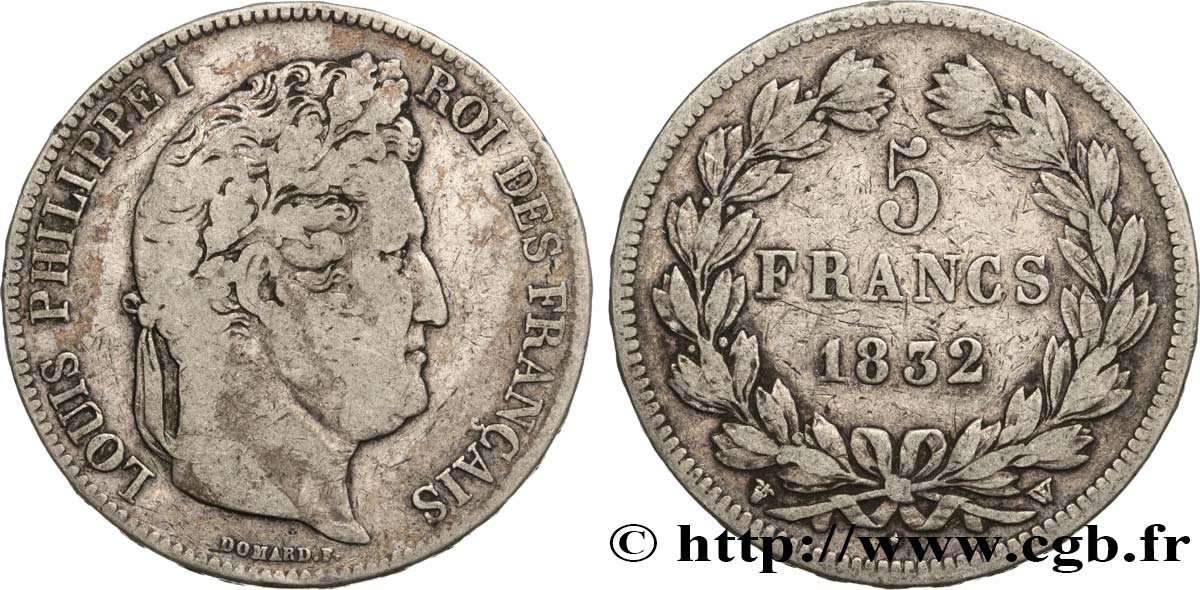 5 francs IIe type Domard 1832 Lille F.324/13 VF30 